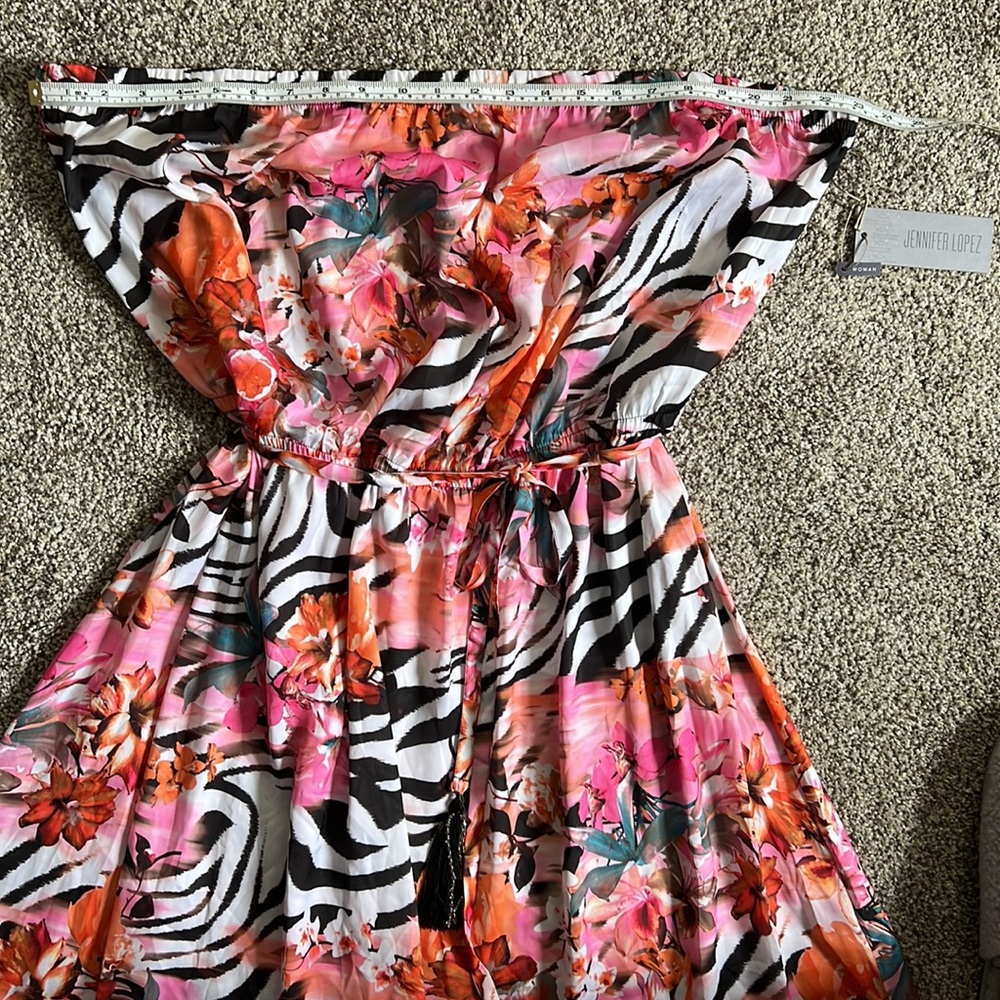 Jennifer Lopez Strapless Long Dress Tropical Sz 2X - Picture 5 of 11